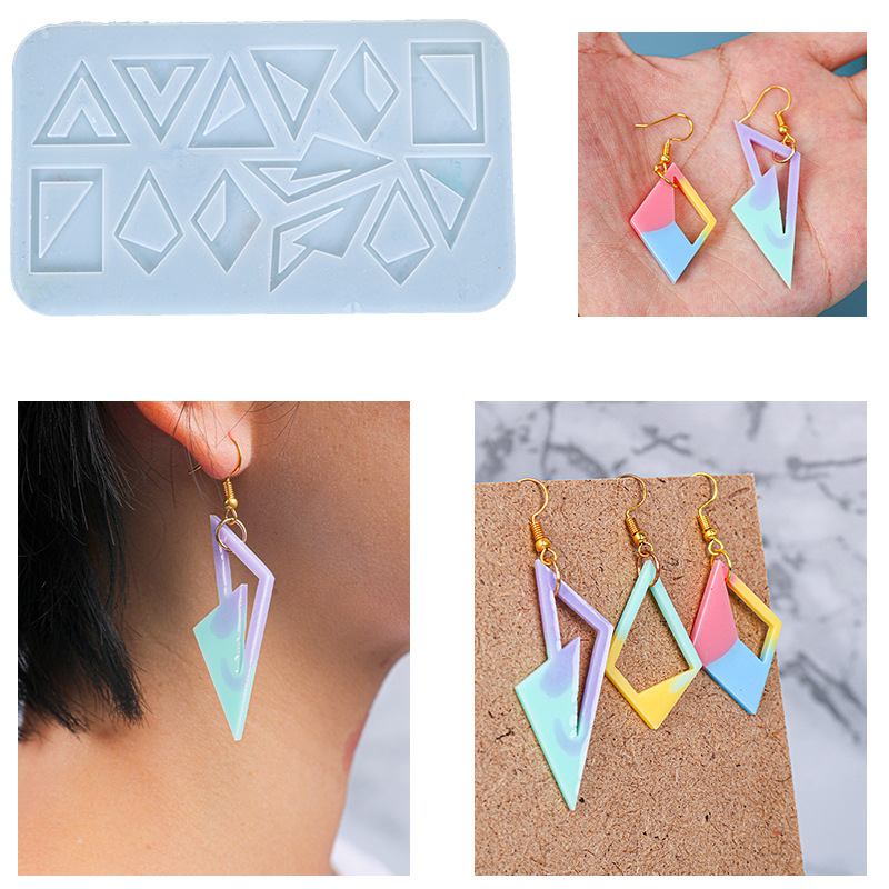 Epoxy Mold Diamond Shaped Triangle EarringsSilicone Mold Amazon Resin Hot Push Jewelry