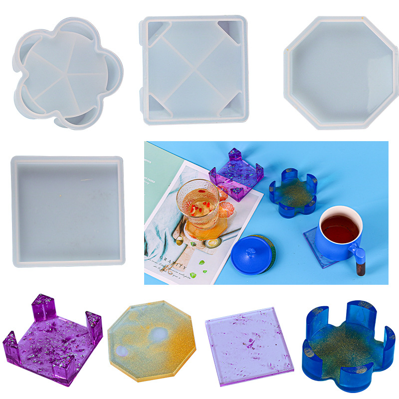 DIY Epoxy Mold Flower Shape Square Coaster Storage Box Silicone Mold Resin Amazon Hot Push