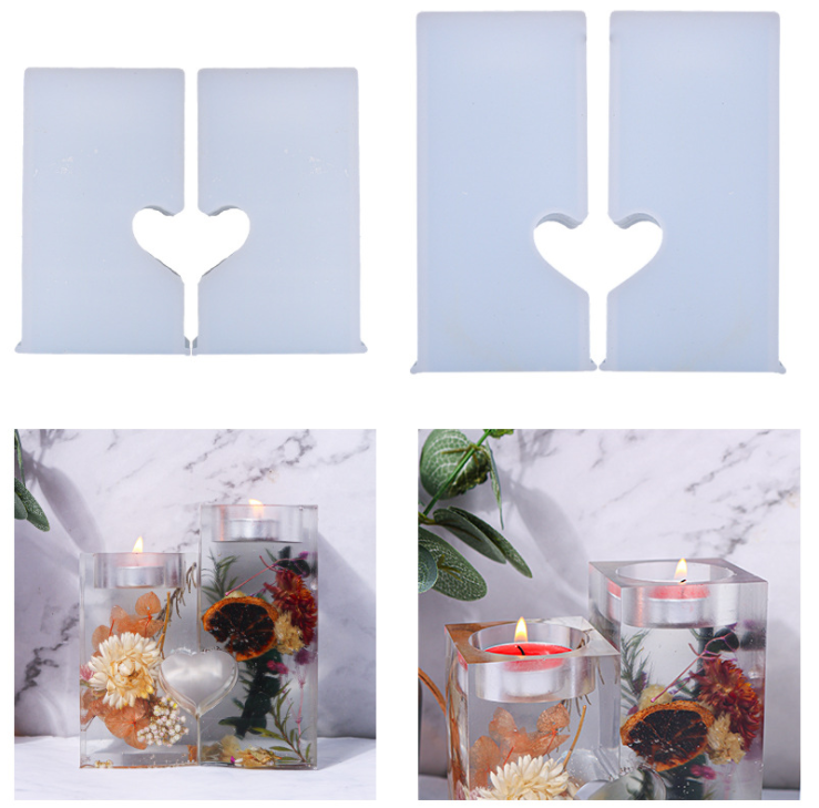 Proudly Diy Plastic Mold 2 Cuboid Love Candle Holder Silicone Mold DIY Jewelry Hot Sale
