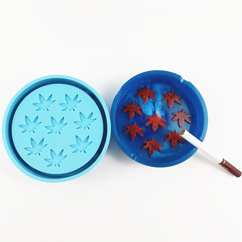 Round Hemp Leaf Ashtray Silicone Mould