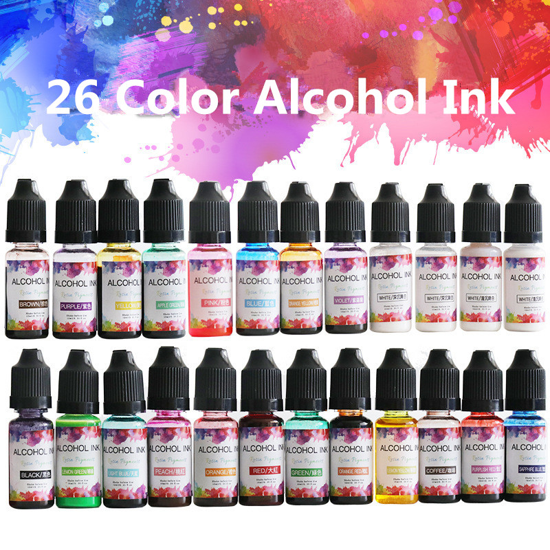 26 Color Crystal Gutta Percha Gold Silver Essence 3D Halo Dye Fluid Pigment Alcohol Ink for Epoxy Resin