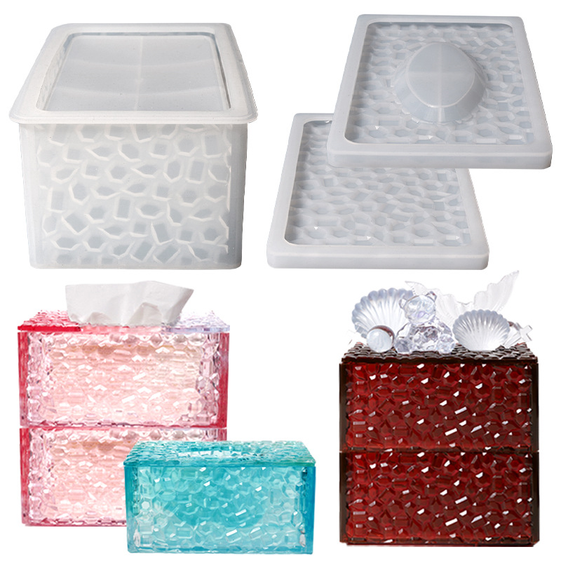 DIY Stacking High Drip Rubber Mold Diamond Tissue Box Organizer Silicone Mold