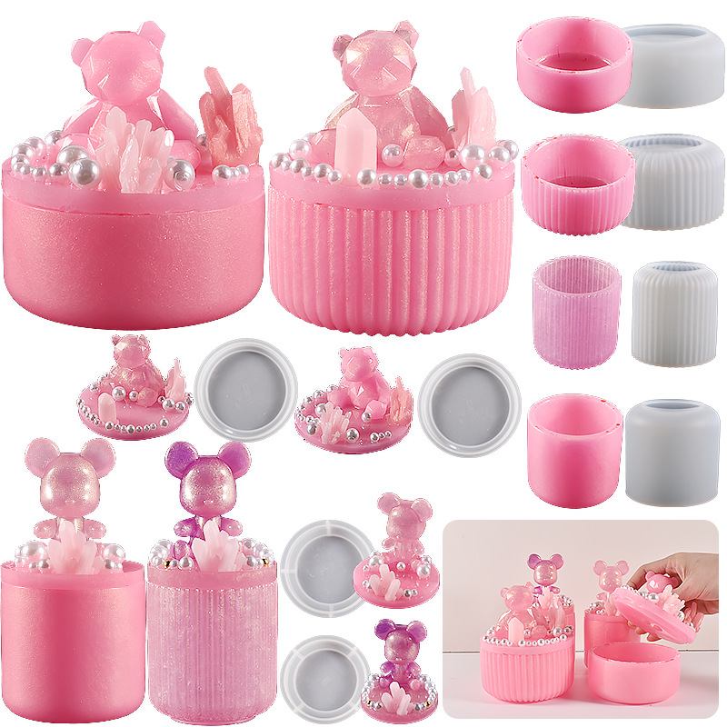 DIY Crystal Drip Striped Storage Box Storage Jar Epoxy Resin Mirror Cup Silicone Mold