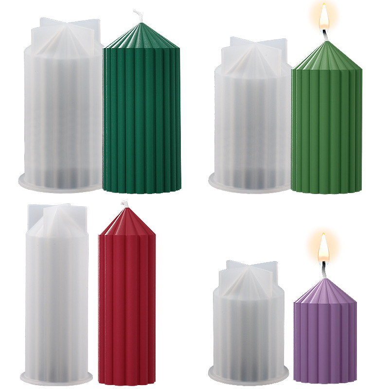 Diy Crystal Drip Resin Candle Grinding Stripes Cylindrical Vertebral Pendulum Jewelry Silicone Mold