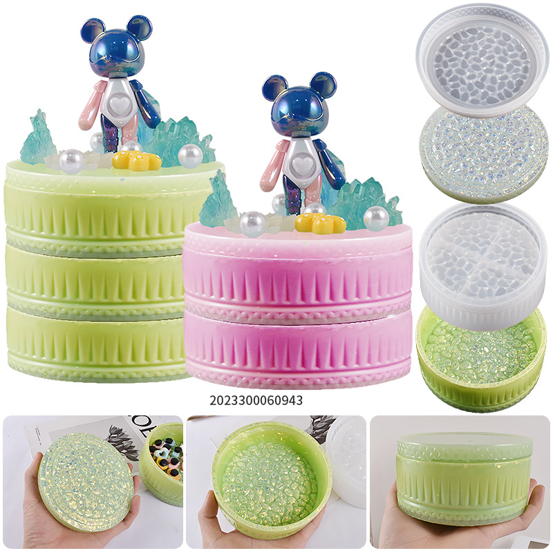 The New Crystal Drip Rubber Oversized Diamond Stacking Silicone Mold Diy With Diamond Storage Box