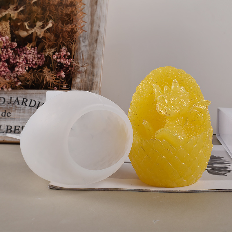 DIY Crystal Drip Rubber Dinosaur Eggs Baby Broken Shell Tyrannosaurus Rex Hatchling Candle Plaster Silicone Mold