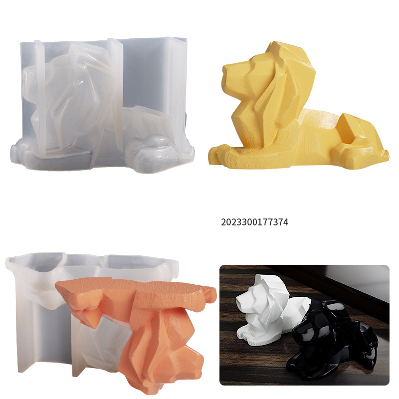 Drip Resin Geometric Three-Dimensional Cut Lion Ornament Silicone Mold Diy Plaster Candle Keychain