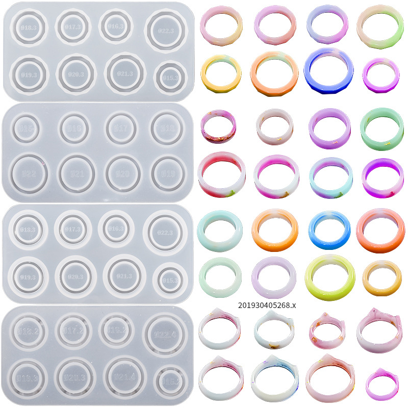 Diy Ring Grinding Plane Cat Ear Curved Diamond Shape Dried Flower Mirror Finger Ring Crystal Drip Silicone Mold