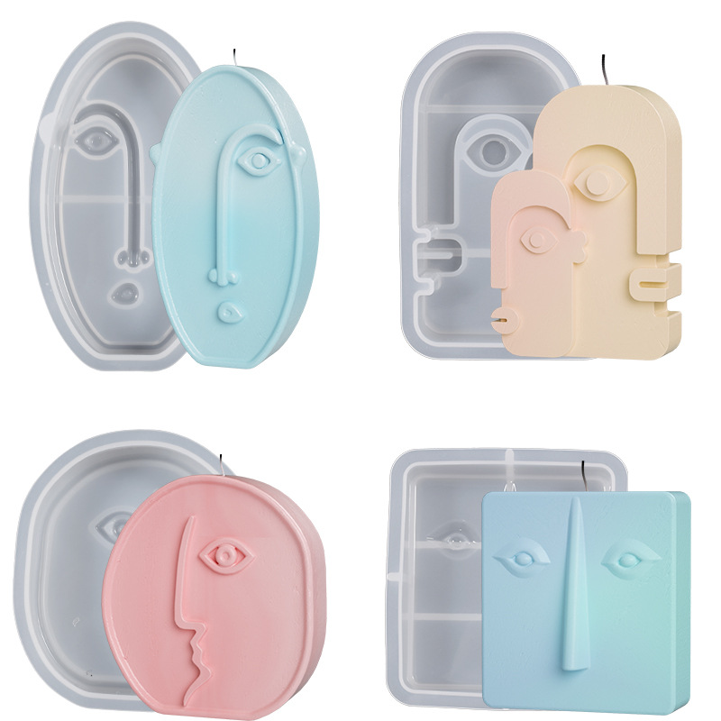 DIY Irregular Abstract Human Face Scented Candle Silicone Mold Handmade Soap Plaster Ornaments Drip Rubber Grinding