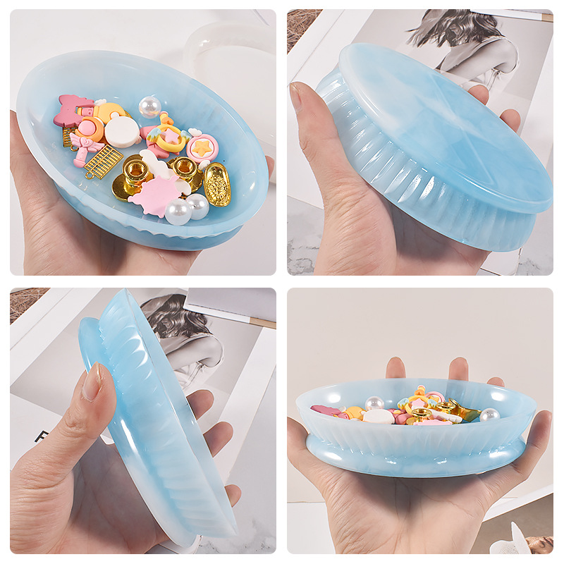 DIY Crystal Drip Resin Plaster Irregular Lace Fruit Plate Checkerboard Grid Pendulum Silicone Mold