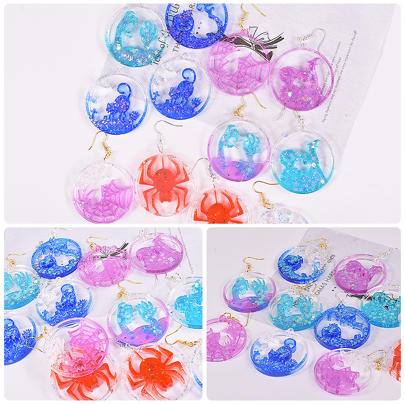 DIY Halloween Grinder Witch Demon Cat Hand Pumpkin Spider Earrings Pendant Drip Gel Silicone Mold