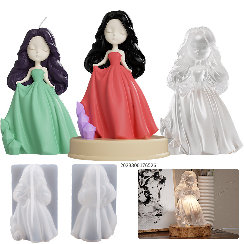 DIY Mirror Three-Dimensional Small Princess Pendulum Candle Millwork Pendulum Skirt Portrait Base Drip Gel Silicone Mold