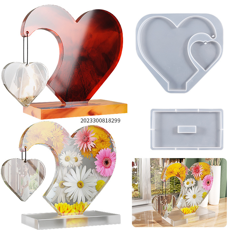 DIY Drip Resin Plaster Big Love Small Love Spell Hanging Photo Frame Pendulum Base Silicone Mold
