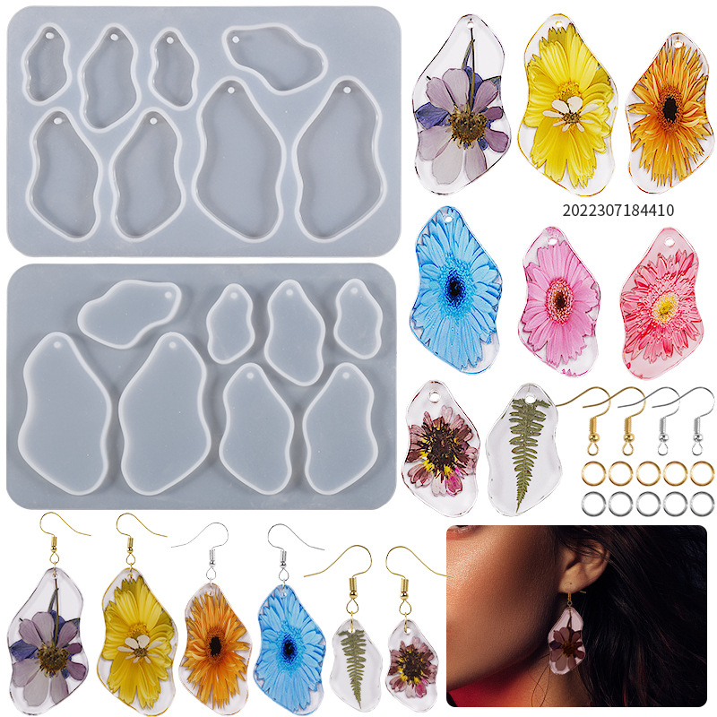 DIY Mirror Drip Resin Earrings Pendant Silicone Mold Geometric Plane Earrings Keychain Grinder