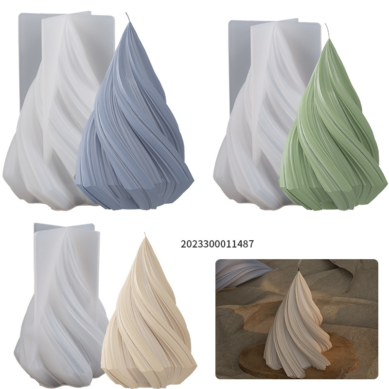 DIY Taper Candle Ornament Resin Plaster Spiral Taper Jewelry Ornament Table Drip Gel Silicone Mold