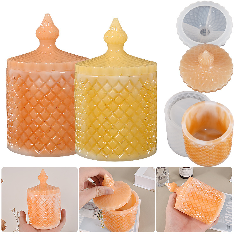 Diy Crystal Drip Resin European Style Roman Storage Jar Taller Section Mirror Storage Box Silicone Mold