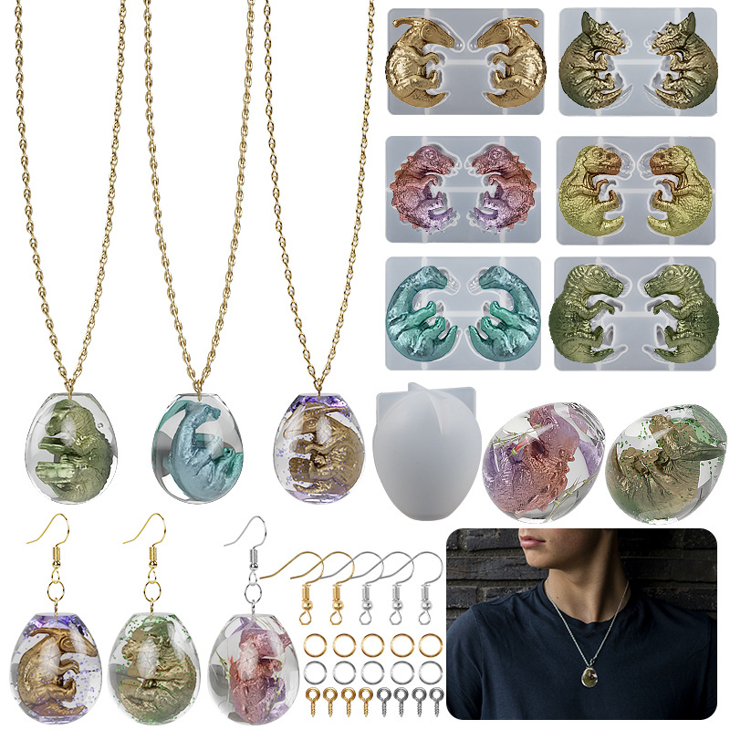 Diy Drip Rubber Dinosaur Egg Egg Pendant Dragon Baby One Star Ball Pendant Earrings Silicone Mold