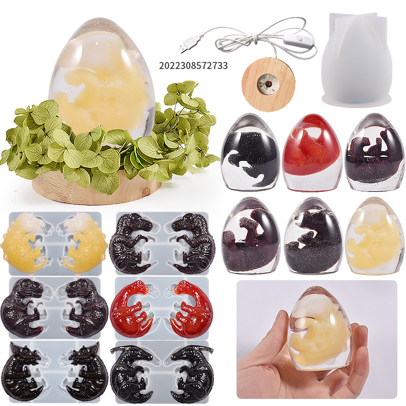 DIY Crystal Drip Rubber Egg-Shaped Dragon Egg Dragon Baby One Star Ball Night Light Mirror Silicone Mold