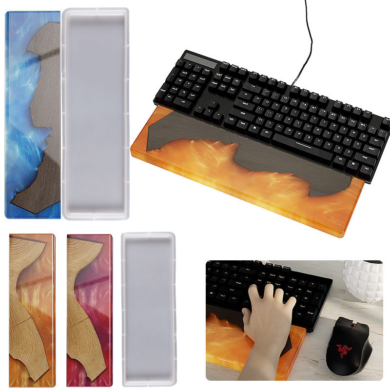DIY Crystal Drip Rubber Mechanical Keyboard Resin Hand Rest Palm Rest Wrist Rest Rectangular Pendulum Silicone Mold