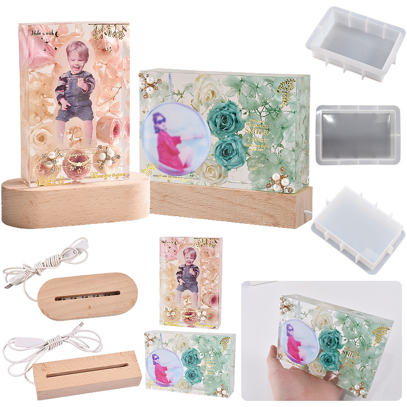 DIY Crystal Drip Resin Plaster Rectangular Body Mirror Photo Frame Pendulum Base Silicone Mold