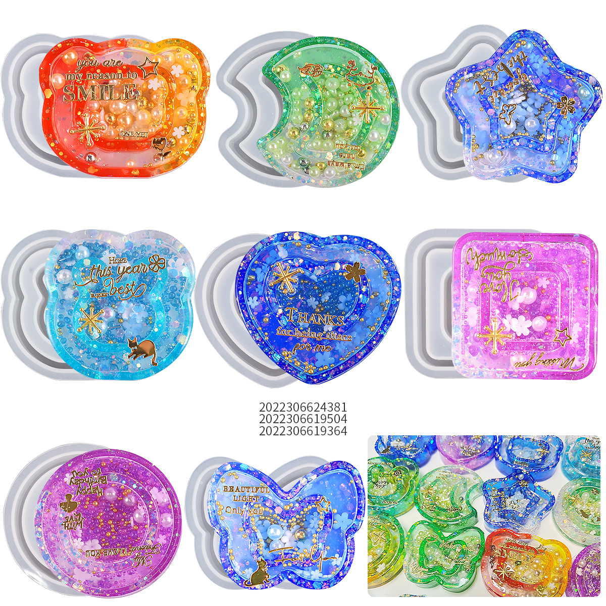 DIY Drip Resin Pentagram Moon Double Layer Quicksand Ice Transparent Keychain Mirror Silicone Mold