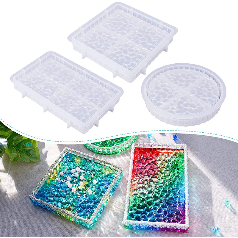 Ashtray Glass Crystal Texture Round Square Rectangular Fruit Tray Storage Silicone Mold