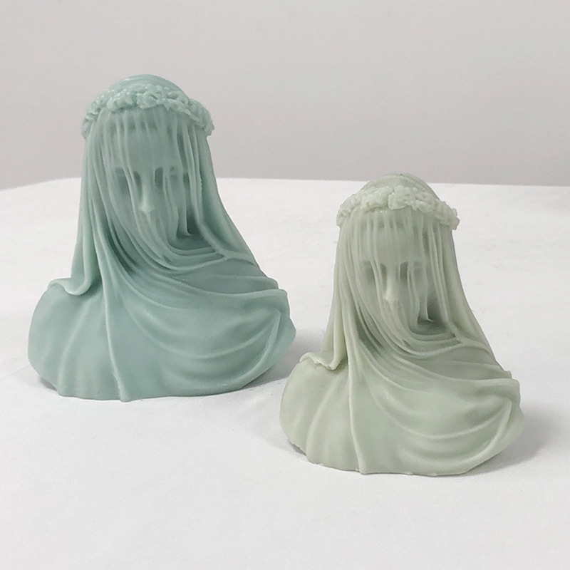 Veil Goddess Head Candle Silicone Mold Diy Handmade Homemade Aromatherapy Plaster Craft Drip Rubber Ornaments Grinder