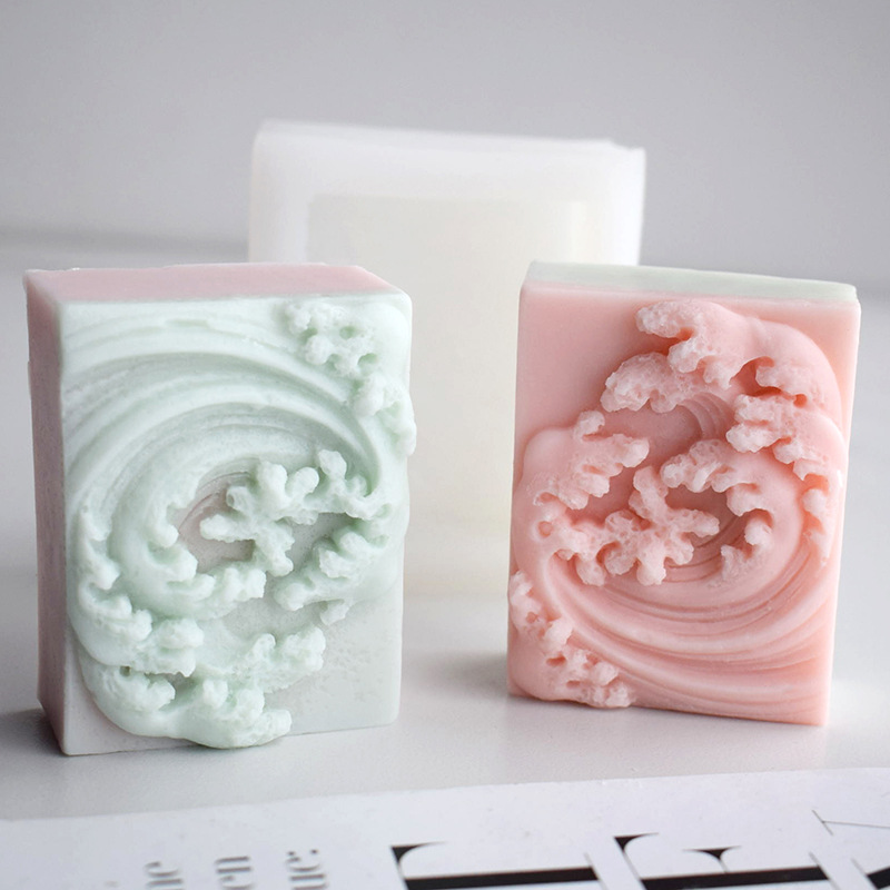 Sea Wave Scented Candle Plaster Diffuser Stone Ornament Handmade Soap Mold Diy Sea Wave Cake Silicone Mold
