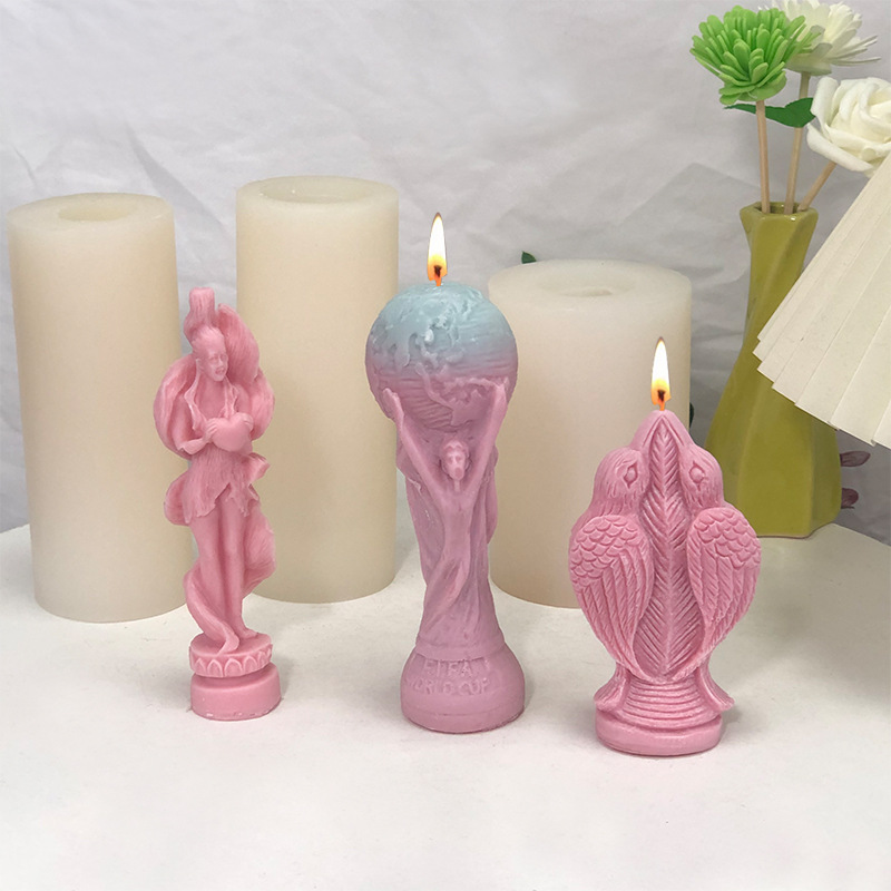 World Cup Scented Candle Silicone Mold Diy Nine-Tailed Fox Aromatherapy Plaster Ornament Bird Drip Rubber Mold