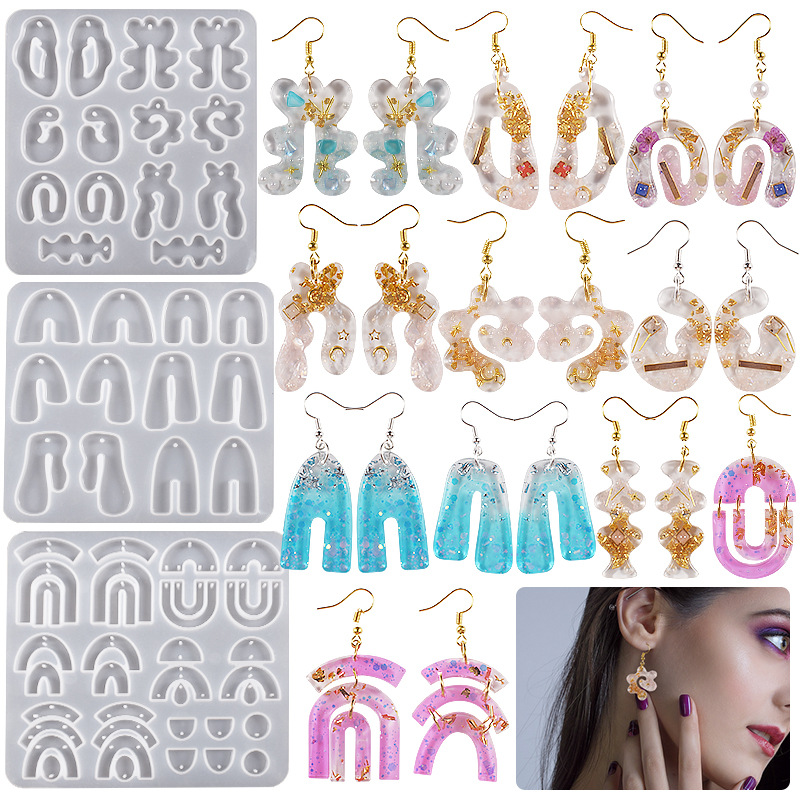 DIY Earrings Earrings Drip Mold Irregular Geometry Earrings Pendant Shaped Resin Jewelry Uv Silicone Molds